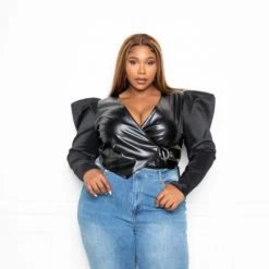 Curvaceous Boutique NEW Black Duo Wrap Crop Top