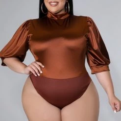 Curvaceous Boutique SETS Brown Hallie Slit Set