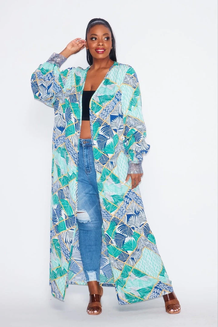 Curvaceous Boutique Floral Rhinestone Cuff Duster NEW 5 Curvaceous Boutique Floral Rhinestone Cuff Duster NEW