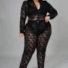 Curvaceous Boutique Black Lace Me Bodysuit Set