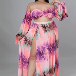 Curvaceous Boutique Pink Paradise Skirt Set SETS