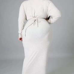 Curvaceous Boutique SALE Sand Ribbed Cut-Out Dress