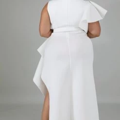 Curvaceous Boutique Ivory Davina Belt Dress