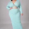 Curvaceous Boutique SALE Sage Ribbed Cut-Out Dress