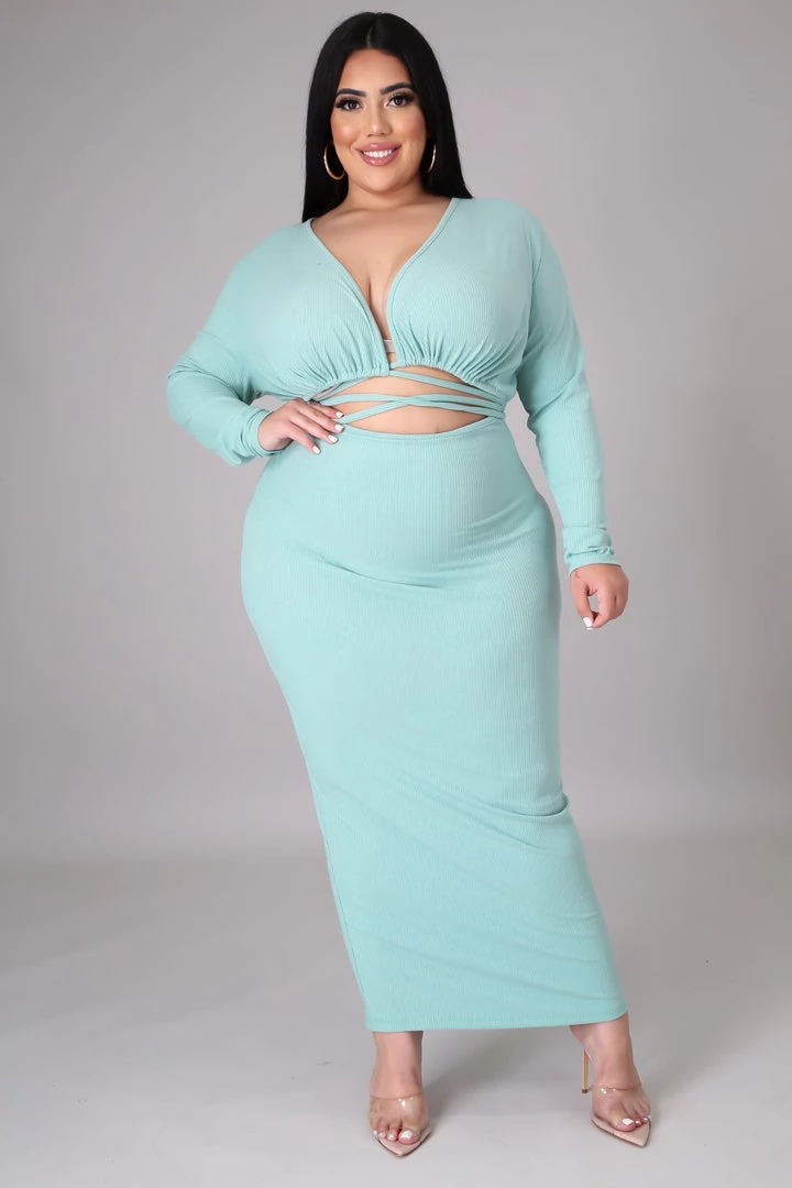 Curvaceous Boutique SALE Sage Ribbed Cut-Out Dress 3 Curvaceous Boutique SALE Sage Ribbed Cut-Out Dress