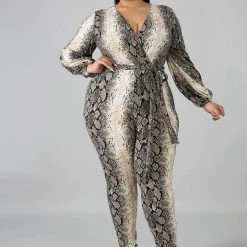 Curvaceous Boutique SALE Pallas Python Print Jumpsuit
