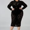 Curvaceous Boutique Crackle Velvet Sheer Dress