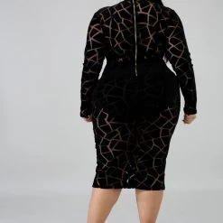 Curvaceous Boutique Crackle Velvet Sheer Dress