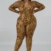 Curvaceous Boutique Shiny Cheetah Jumpsuit JUMPSUITS