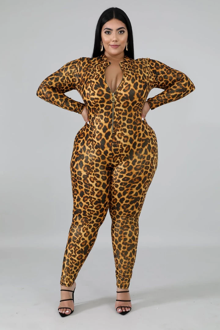 Curvaceous Boutique Shiny Cheetah Jumpsuit JUMPSUITS 3 Curvaceous Boutique Shiny Cheetah Jumpsuit JUMPSUITS