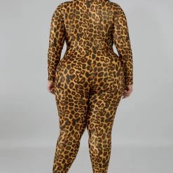 Curvaceous Boutique Shiny Cheetah Jumpsuit JUMPSUITS