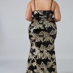 Curvaceous Boutique DRESSES Black Addison Leaf Sequin Gown