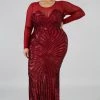 Curvaceous Boutique Burgundy Haley Sequin Mermaid Dress