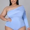 Curvaceous Boutique Sky Blue One Sleeve Body-suit 2 Curvaceous Boutique Sky Blue One Sleeve Body-suit