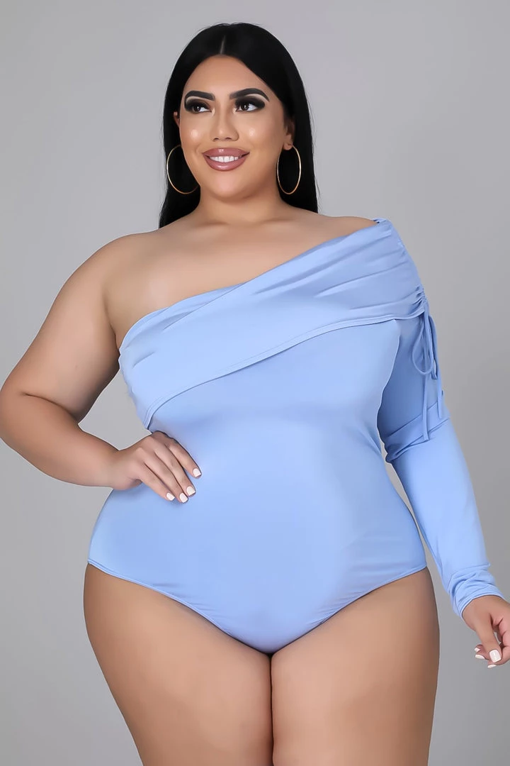 Curvaceous Boutique Sky Blue One Sleeve Body-suit 3 Curvaceous Boutique Sky Blue One Sleeve Body-suit