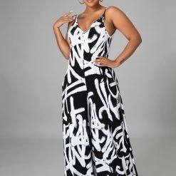 Curvaceous Boutique Graffiti Print Jumpsuit