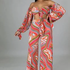 Curvaceous Boutique Gia Print Off Shoulder Set SETS