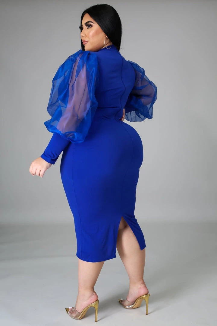 Curvaceous Boutique Royal Blue Sheer Sleeve Dress 4 Curvaceous Boutique Royal Blue Sheer Sleeve Dress