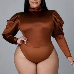 Curvaceous Boutique SALE Mocha Karon Draped Sleeve Set