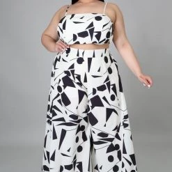 Curvaceous Boutique SALE Ivory Geometric Pant Set