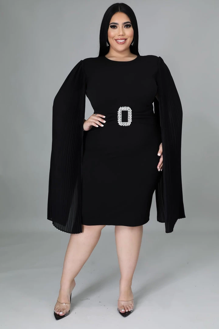 Curvaceous Boutique Black Pleated Sleeves Dress DRESSES 3 Curvaceous Boutique Black Pleated Sleeves Dress DRESSES
