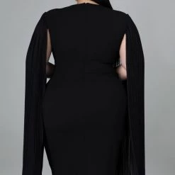 Curvaceous Boutique Black Pleated Sleeves Dress DRESSES 5 Curvaceous Boutique Black Pleated Sleeves Dress DRESSES
