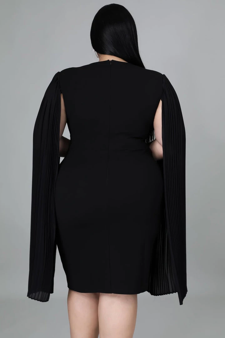 Curvaceous Boutique Black Pleated Sleeves Dress DRESSES 4 Curvaceous Boutique Black Pleated Sleeves Dress DRESSES