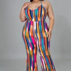 Curvaceous Boutique Creamsicle Flare Jumpsuit