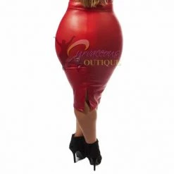 Curvaceous Boutique SALE Red Faux Leather Pencil Skirt