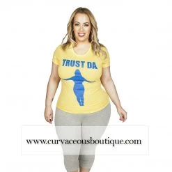 Curvaceous Boutique Yellow Trust Da Plus T-Shirt TOPS
