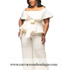 New Arrivals SALE Ivory Cremier Peplum Jumpsuit
