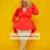 Curvaceous Boutique Red Glam Peplum Jacket