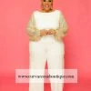 Curvaceous Boutique JUMPSUITS Ivory Runway Sequin Jumpsuit
