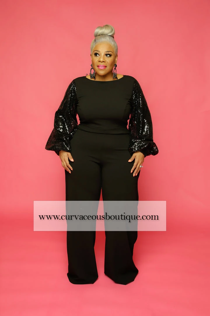 Curvaceous Boutique Black Runway Sequin Jumpsuit 4 Curvaceous Boutique Black Runway Sequin Jumpsuit