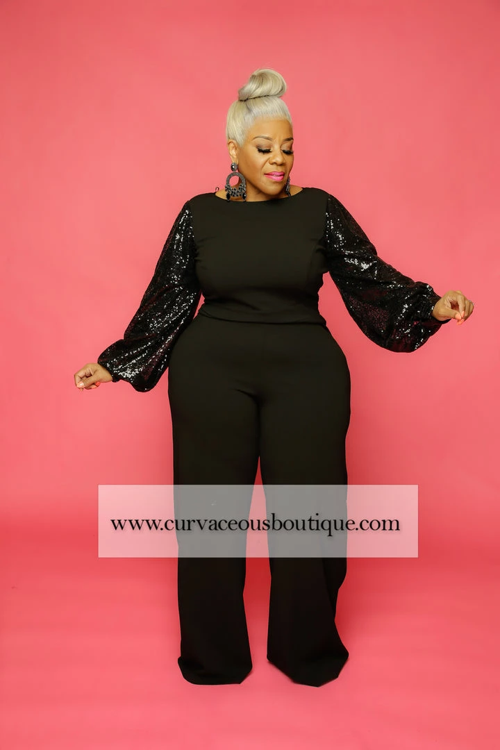 Curvaceous Boutique Black Runway Sequin Jumpsuit 3 Curvaceous Boutique Black Runway Sequin Jumpsuit
