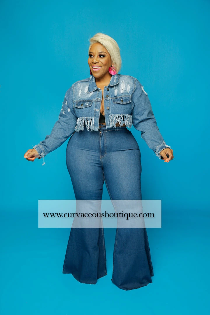Curvaceous Boutique Blue Denim Frayed Hem Jacket BLAZERS/VESTS/JACKETS 5 Curvaceous Boutique Blue Denim Frayed Hem Jacket BLAZERS/VESTS/JACKETS