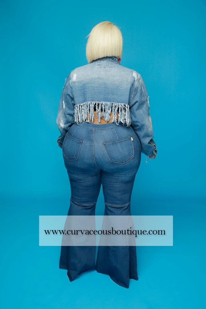 Curvaceous Boutique Blue Denim Frayed Hem Jacket BLAZERS/VESTS/JACKETS 6 Curvaceous Boutique Blue Denim Frayed Hem Jacket BLAZERS/VESTS/JACKETS