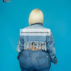Curvaceous Boutique Blue Denim Frayed Hem Jacket BLAZERS/VESTS/JACKETS 7 Curvaceous Boutique Blue Denim Frayed Hem Jacket BLAZERS/VESTS/JACKETS