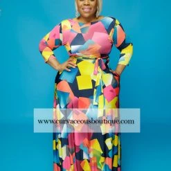 Curvaceous Boutique Navy Square Gabby Maxi Dress