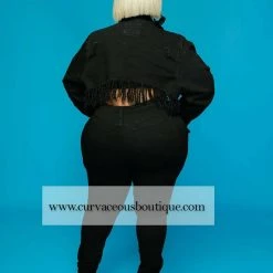 Curvaceous Boutique Black Knee Slit Jeans