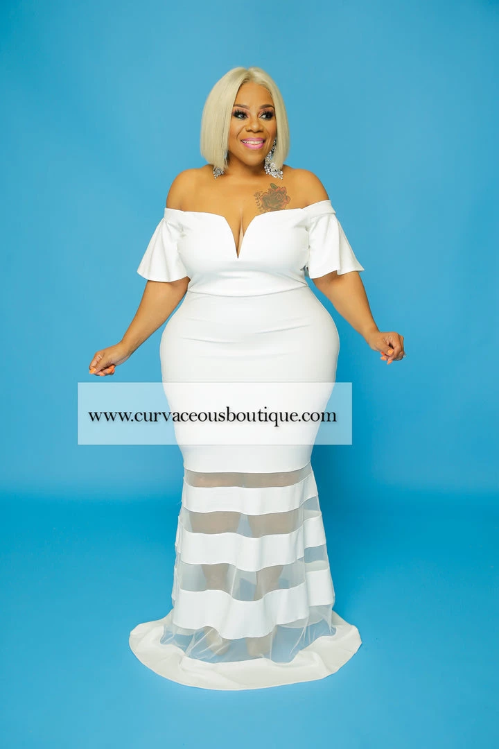 Curvaceous Boutique Off White August Mesh Contrast Dress 4 Curvaceous Boutique Off White August Mesh Contrast Dress
