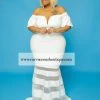 Curvaceous Boutique Off White August Mesh Contrast Dress