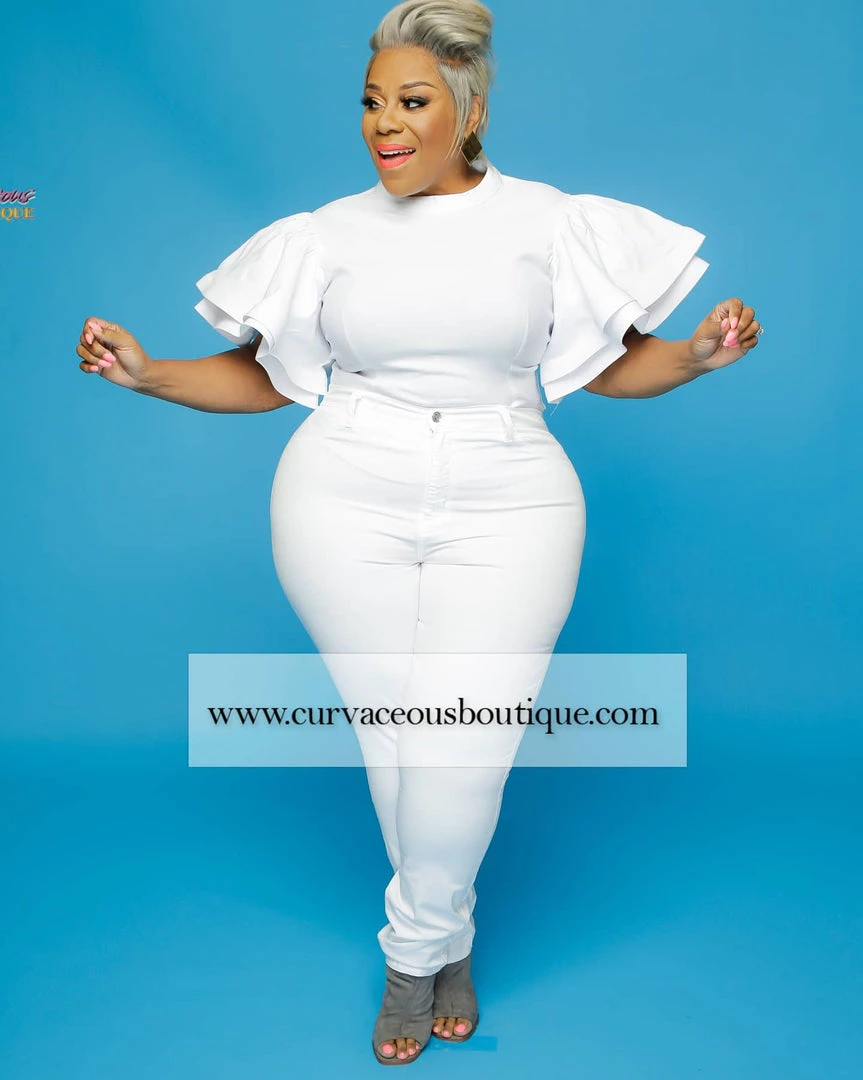 Curvaceous Boutique White Basic Hi Waist Jeans 4 Curvaceous Boutique White Basic Hi Waist Jeans