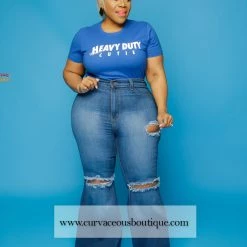 Curvaceous Boutique NEW Blue Ripped Flare Jeans
