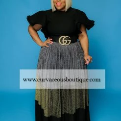 Curvaceous Boutique SKIRTS Glitter Color-Block Maxi Skirt