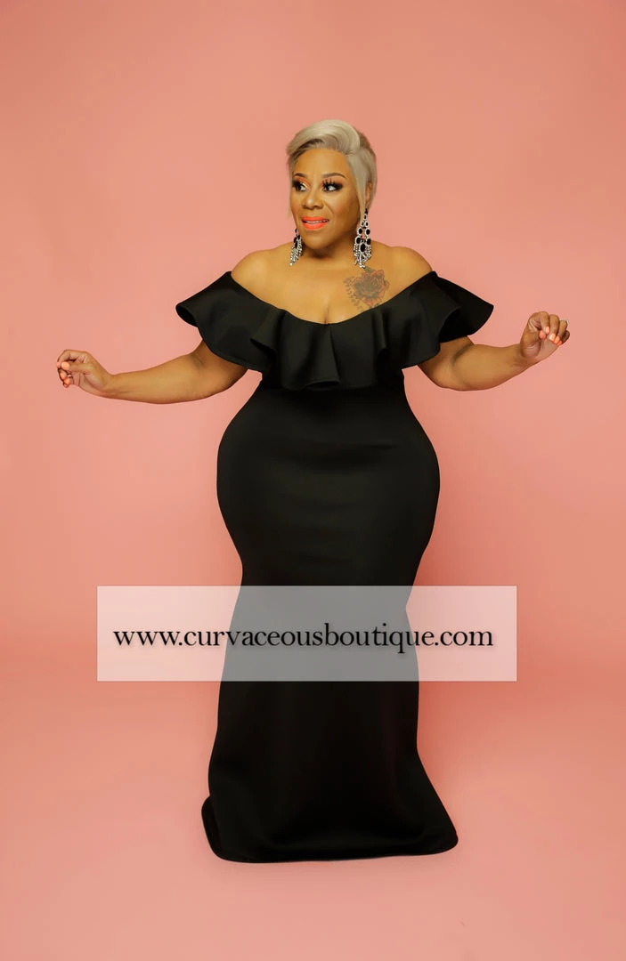 Curvaceous Boutique Black Chandler Ruffle Gown DRESSES 3 Curvaceous Boutique Black Chandler Ruffle Gown DRESSES