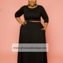 Curvaceous Boutique Black Riley Skirt Set NEW