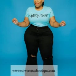 Curvaceous Boutique NEW Ocean Blue Queen Of Curves Tee