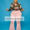 Curvaceous Boutique NEW Pink Distressed Bell Bottom Jeans