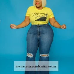 Curvaceous Boutique Medium Distressed Blue Bell Bottom Jeans NEW